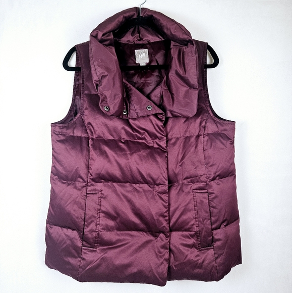 J. Jill Down Puffer Snap Front Vest Purple Size Medium - Picture 1 of 5